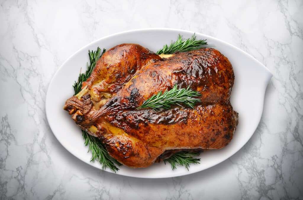 Roasted turkey on a platter