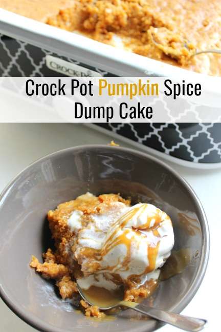pumpkin spice dump cake in a crockpot