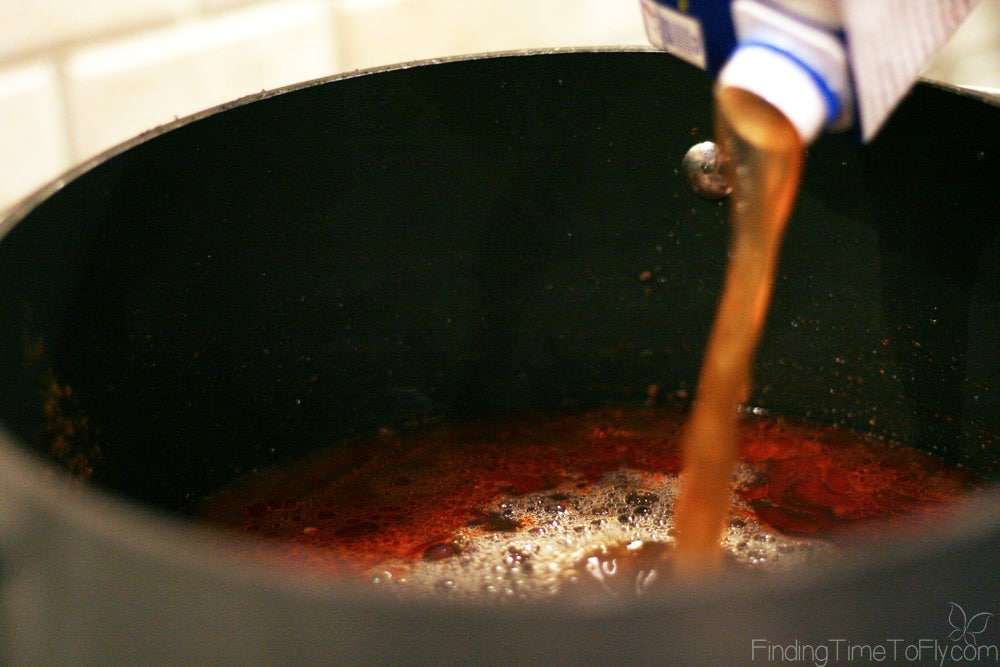 pour in the beef broth