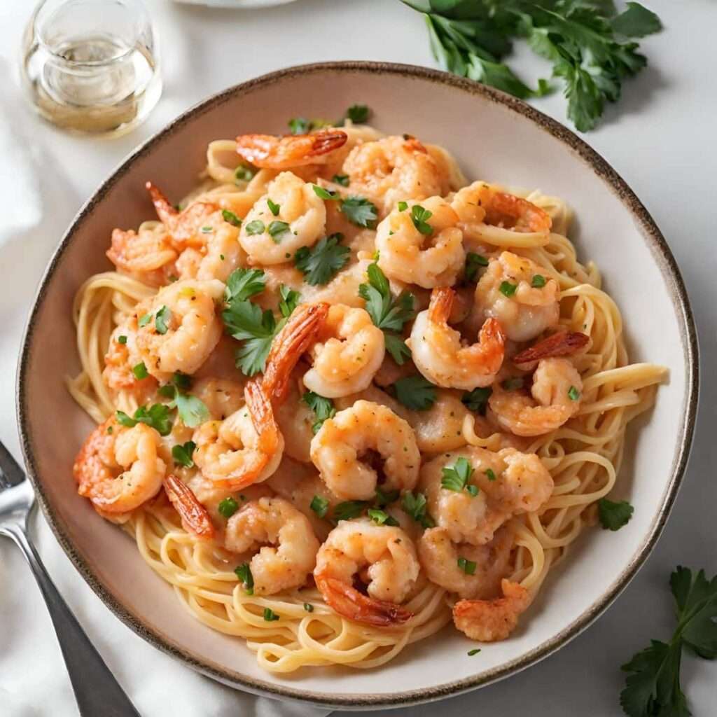 Bang Bang Shrimp over Pasta