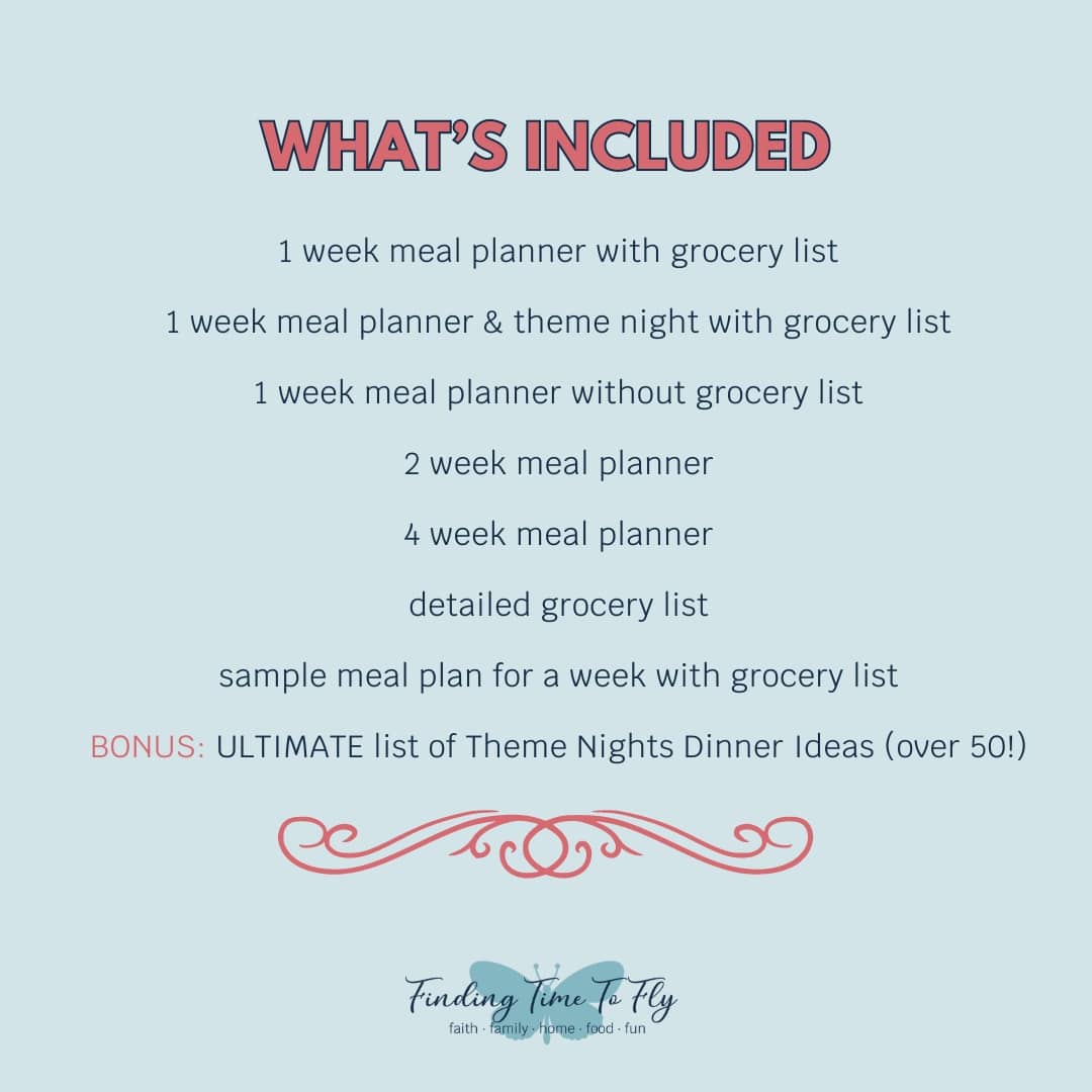 Theme Weekly Meal Planning Sheets and Grocery List with SAMPLE and BONUS