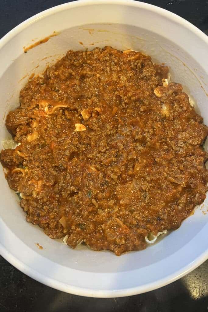 repeat meat sauce layer