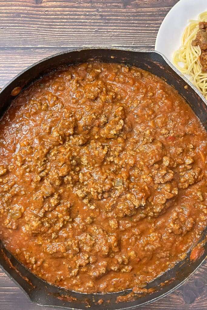 Spaghetti Sauce in a large deep pan