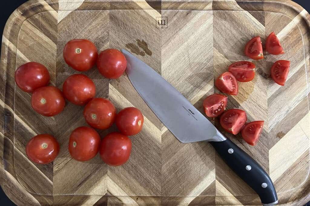 Chop large tomatoes