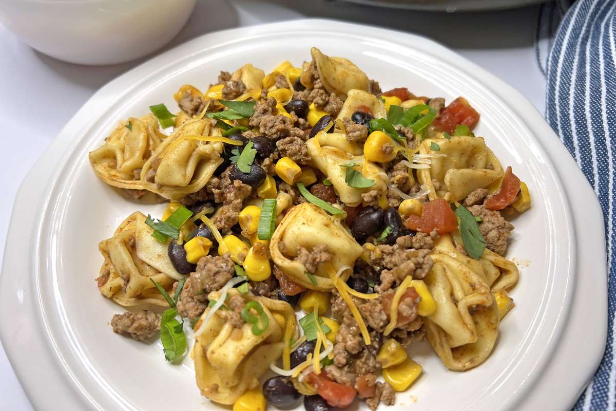 Mexican Skillet with Ground Beef and Tortellini