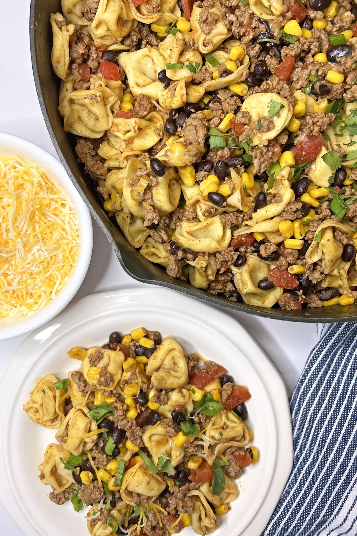 Mexican Skillet with Ground Beef and Tortellini