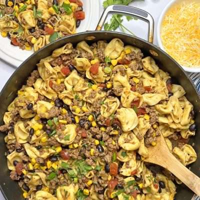 Mexican Skillet with Ground Beef and Tortellini
