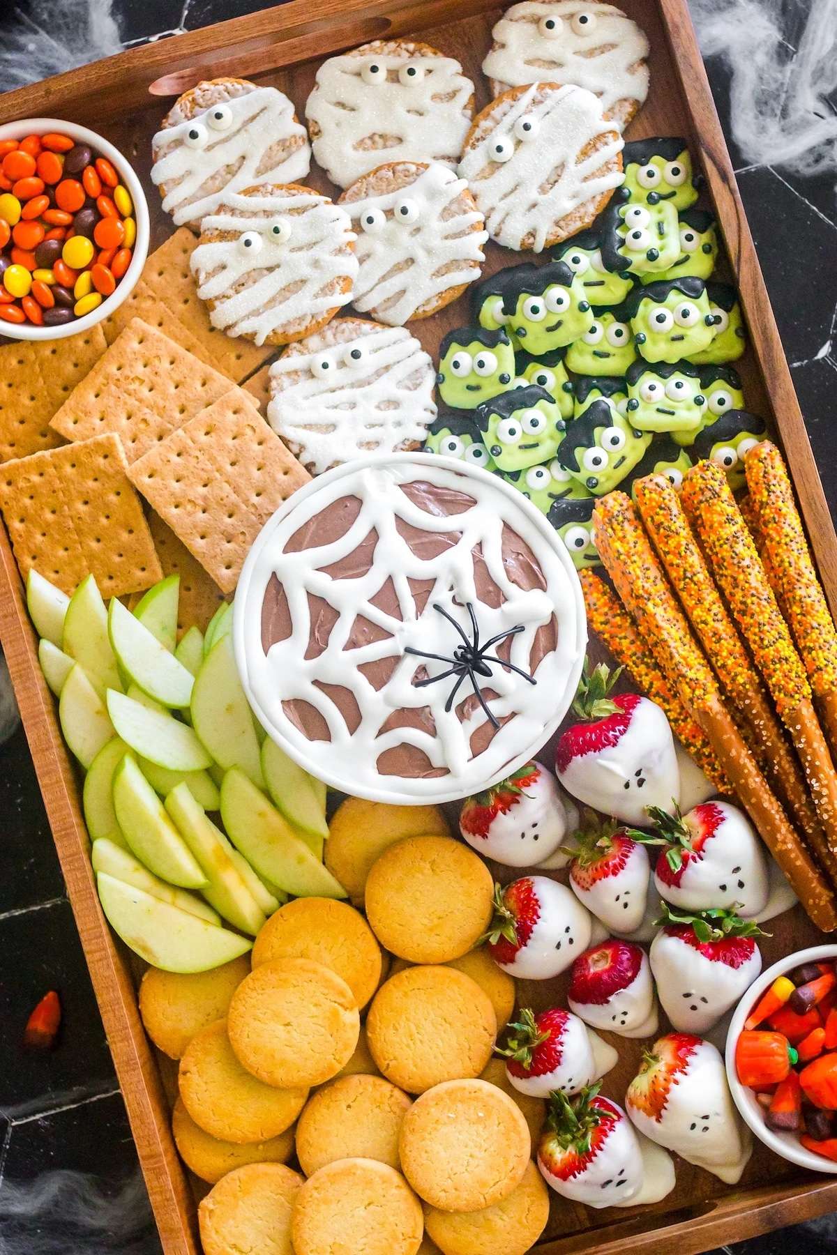 Spider Web Halloween Dessert Board by Cutefetti