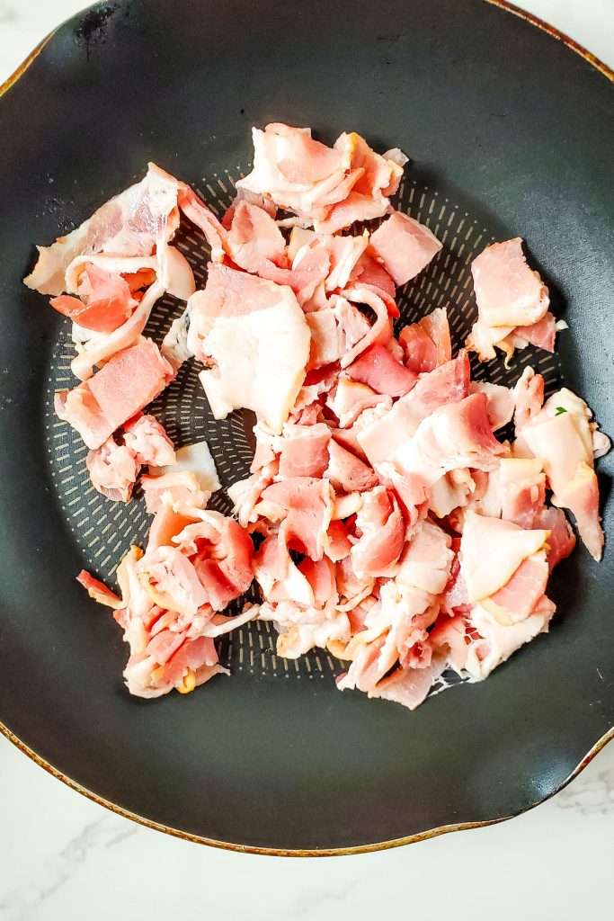 Chop bacon and cook until crisp