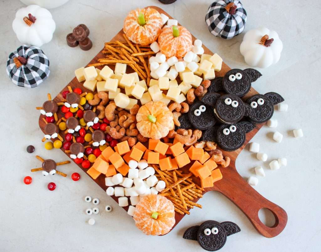 Fill in the spaces with candies, pretzels, nuts, and marshmallows