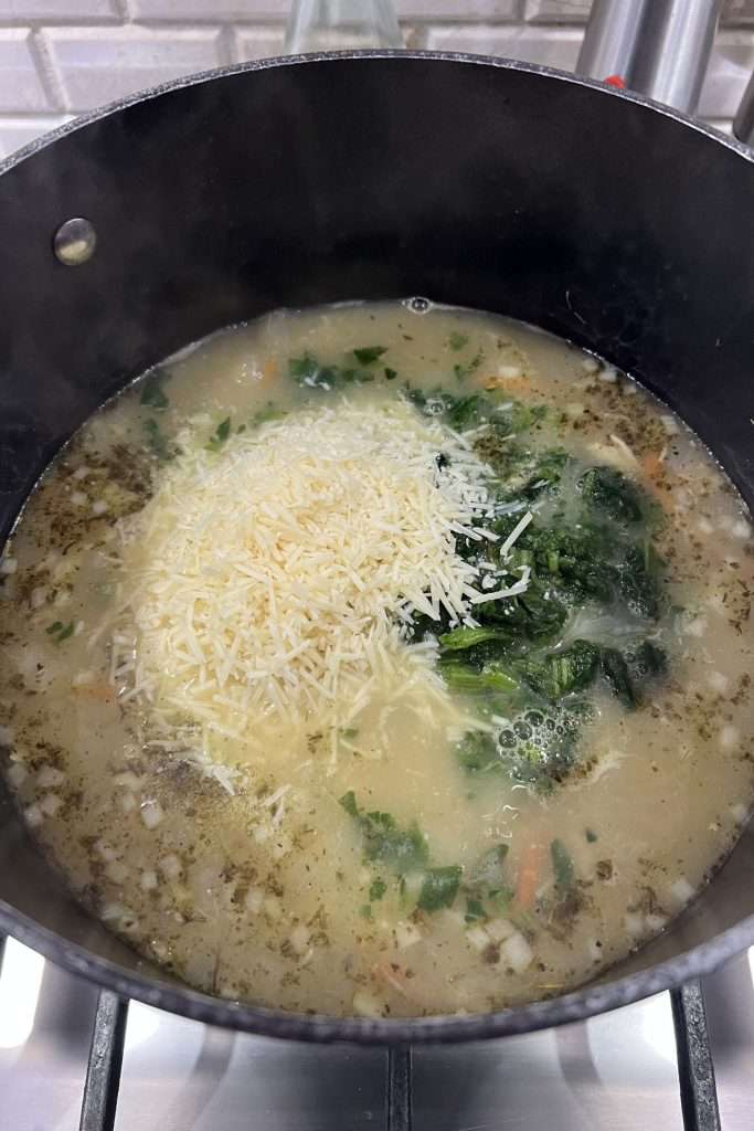 add parmesan and spinach
