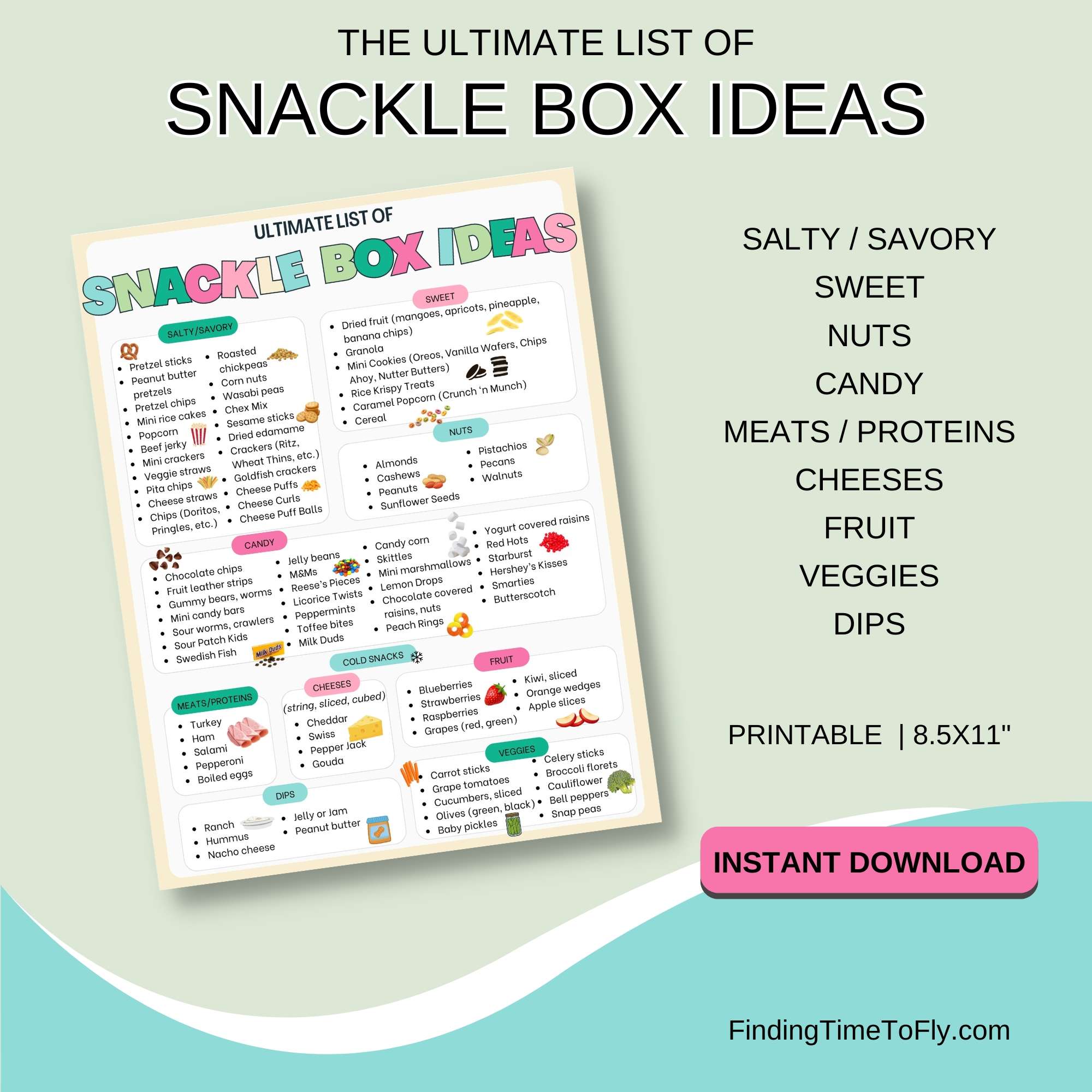 Instant Download - Ultimate List of Snackle Box Ideas