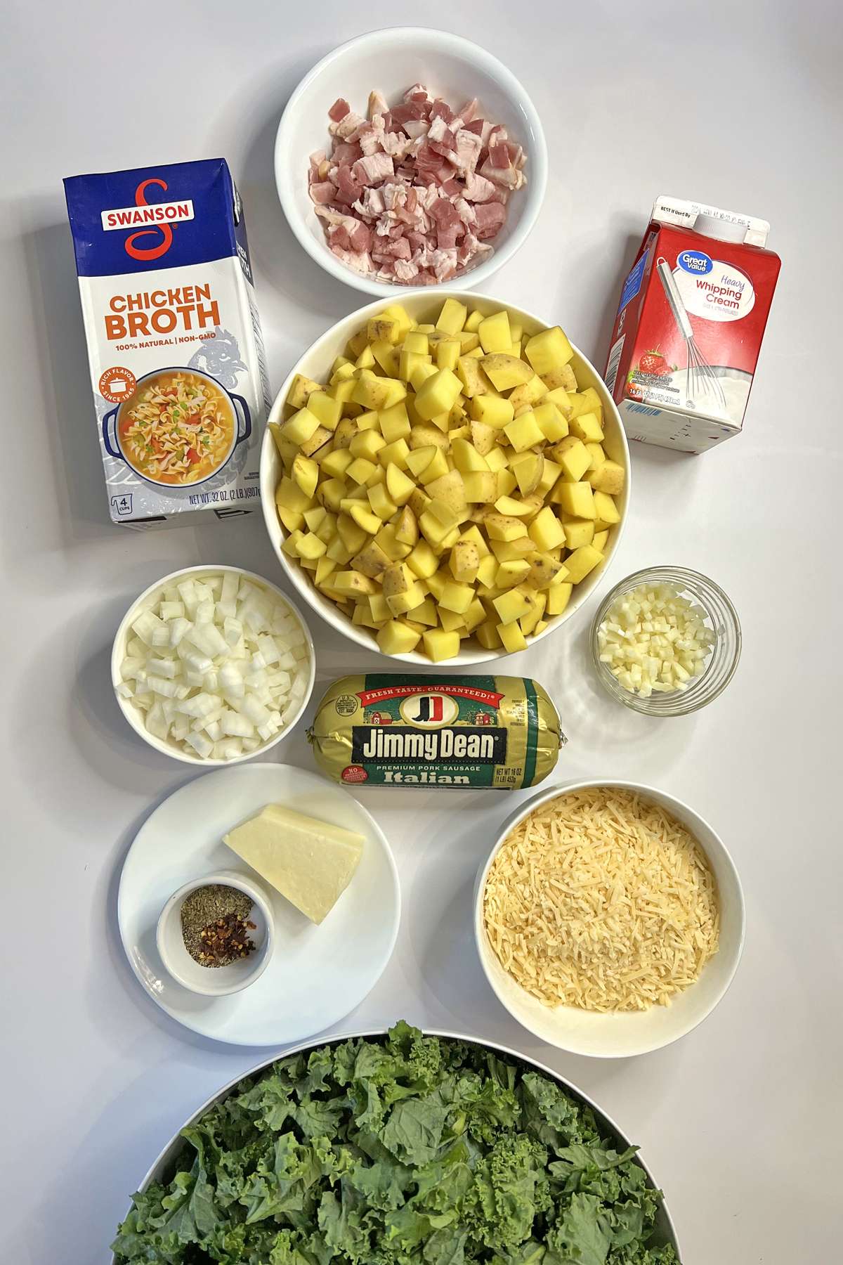 Ingredients for Sausage Kale and Potato Soup