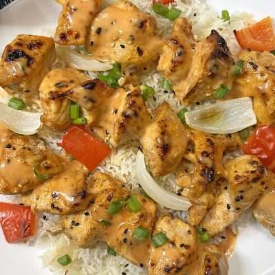 Bang Bang Chicken Skewers
