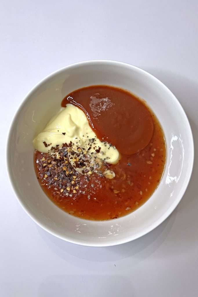 Combine all sauce ingredients in a small bowl