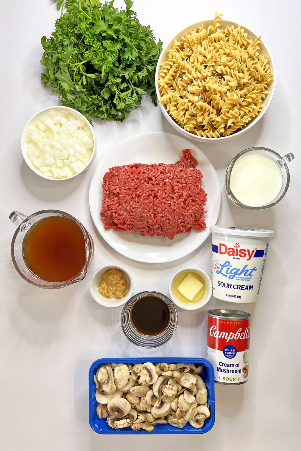Ingredients for Homemade Hamburger Helper Beef Stroganoff