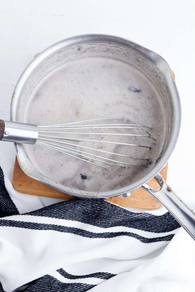 Stir while heating