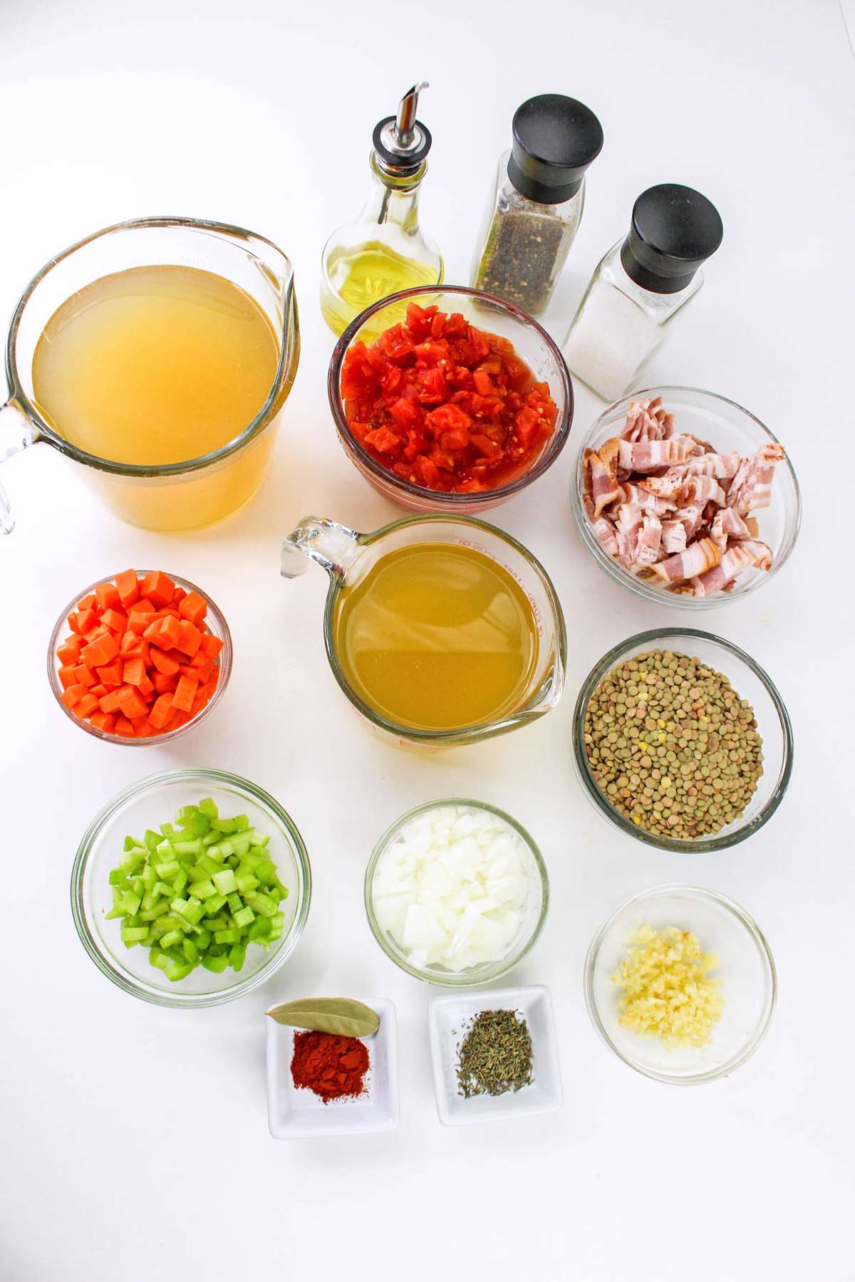 Ingredients for Bacon Lentil Soup