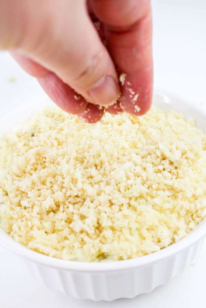 Add toasted panko to top of the dip