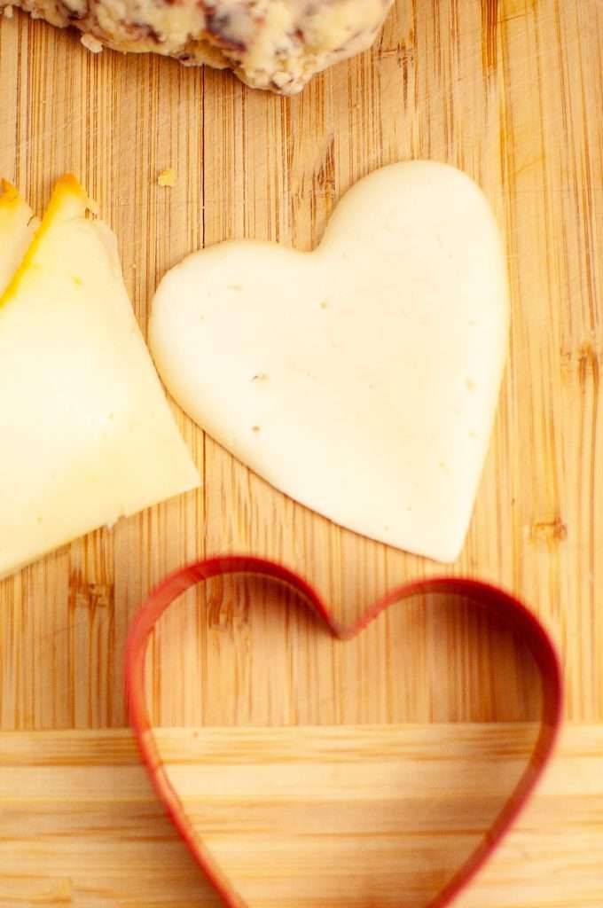 Use heart-shaped cutters to cut cheese