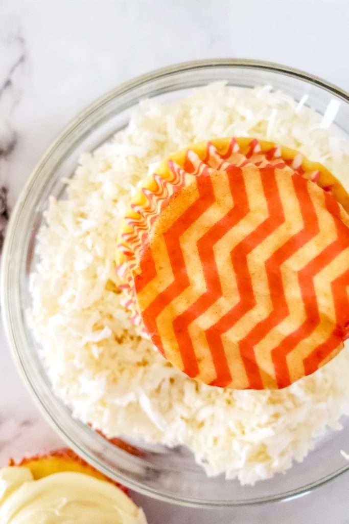 Dip into coconut flakes