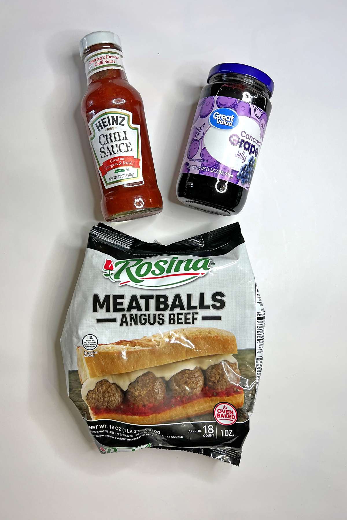 Ingredients for Meatballs with Grape Jelly and Chili Sauce