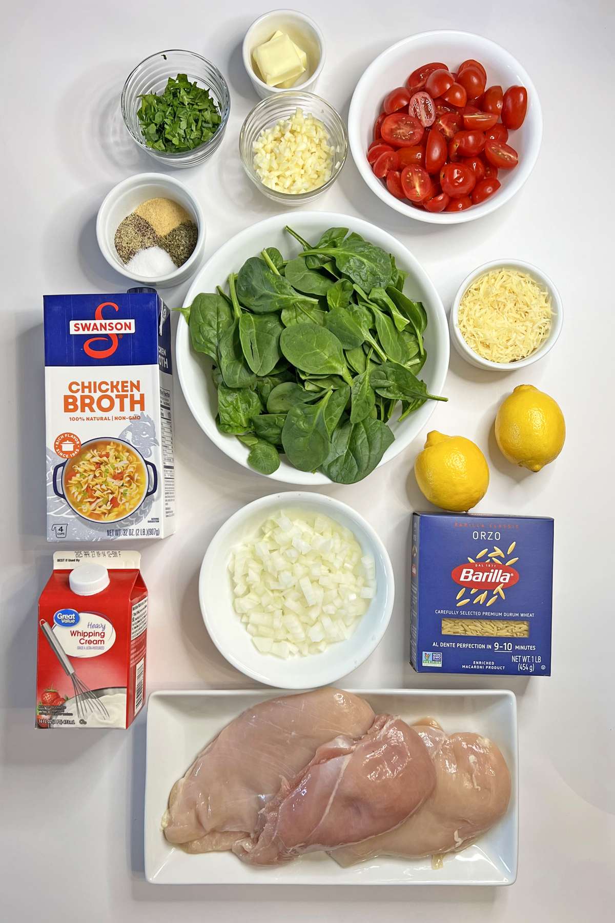 Ingredients for Lemon Chicken Orzo Pasta