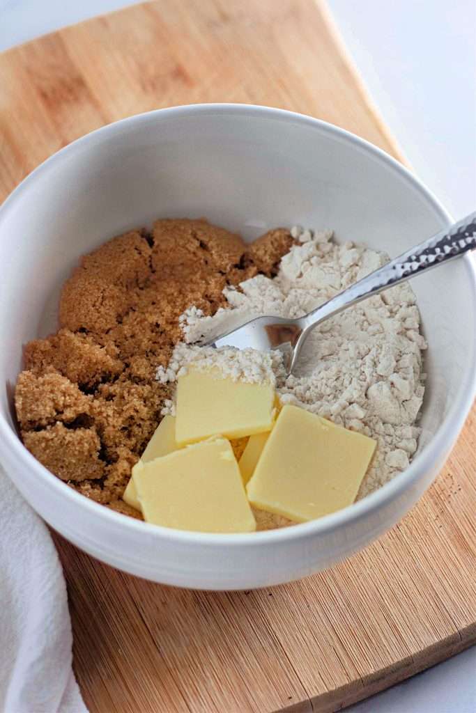 Mix ingredients for the crumble topping