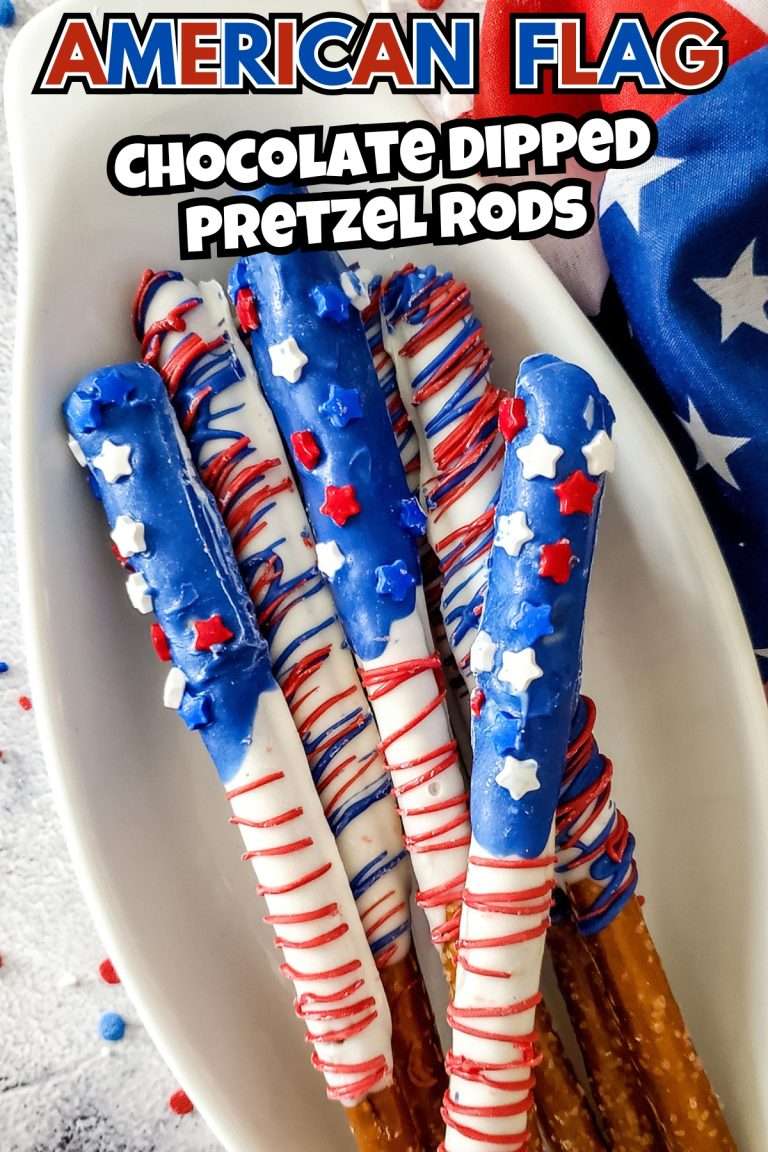 Patriotic Chocolate Dipped Pretzel Rods