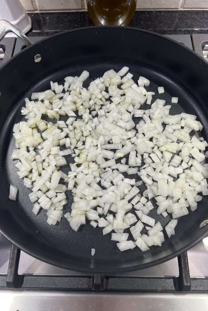 Heat olive oil and chopped onions