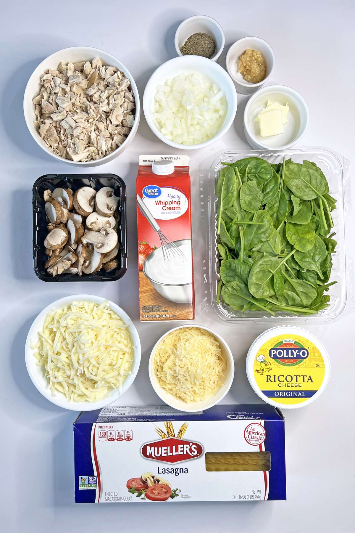 Ingredients for Chicken Alfredo Lasagna