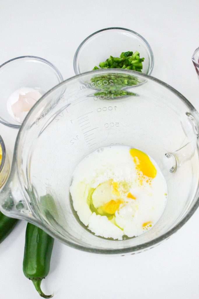 Combine Jiffy Mix, egg, and milk.