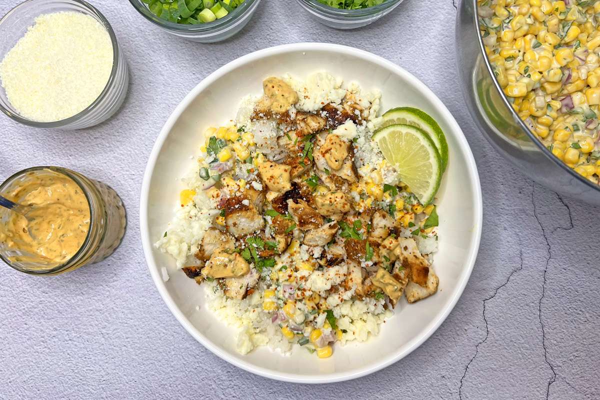 Street Corn Chicken Rice Bowls