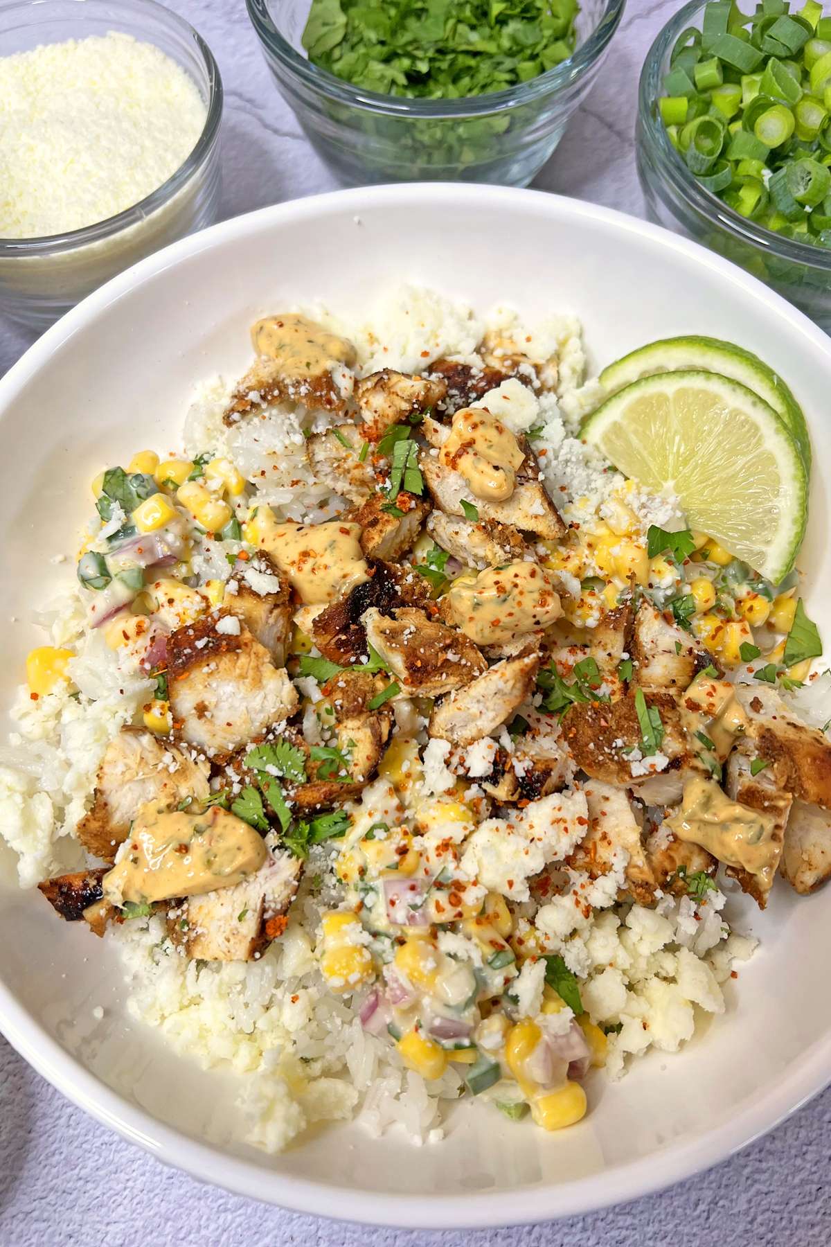 Street Corn Chicken Rice Bowls