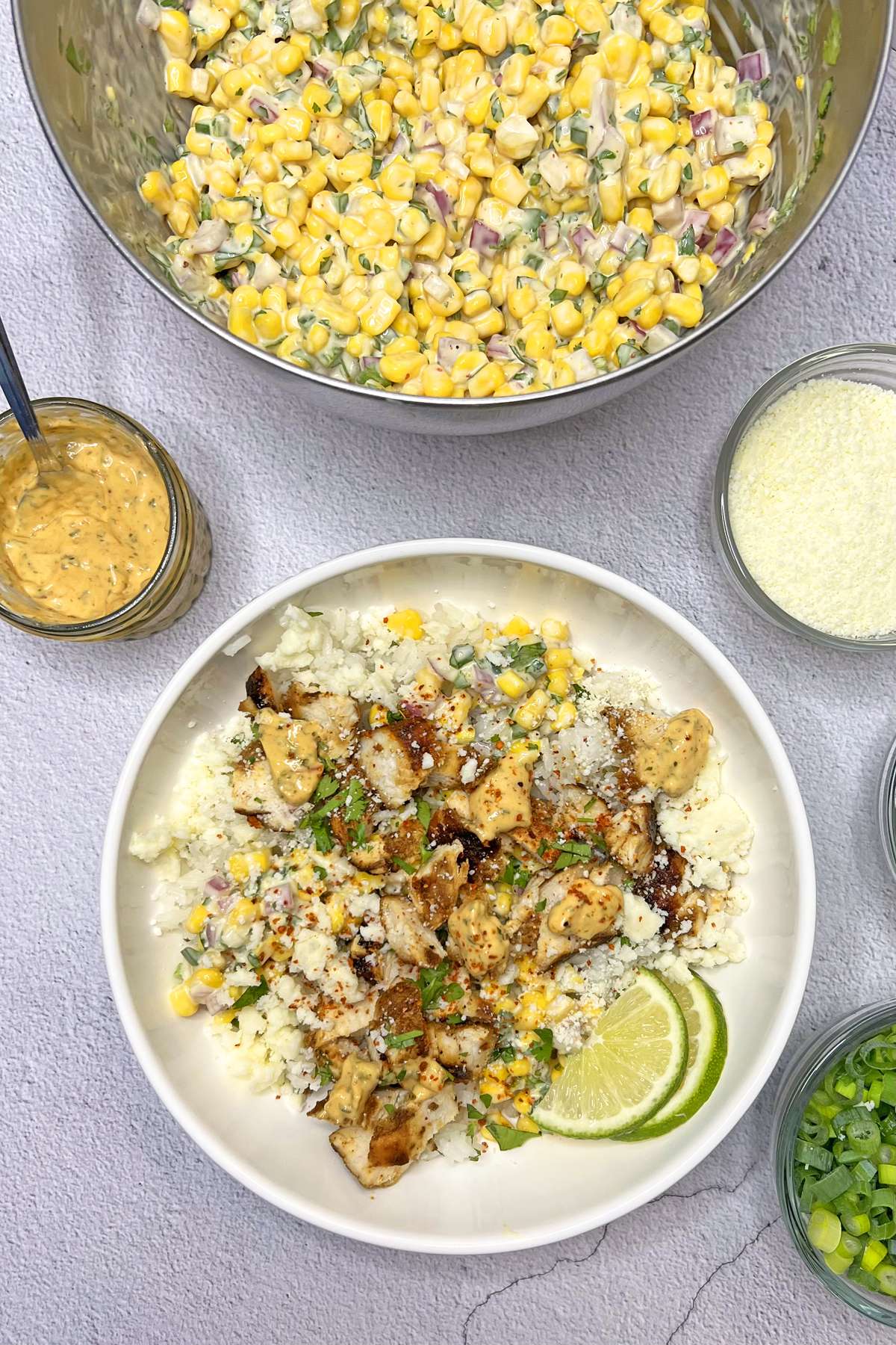 Street Corn Chicken Rice Bowls