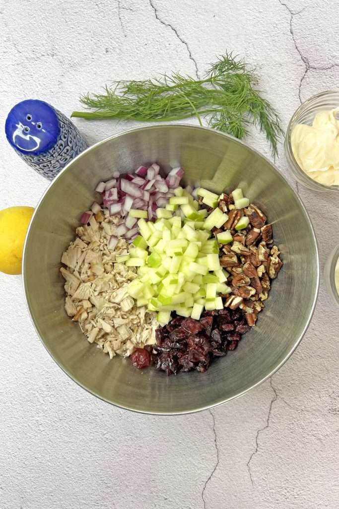 Combine all salad ingredients in a medium bowl