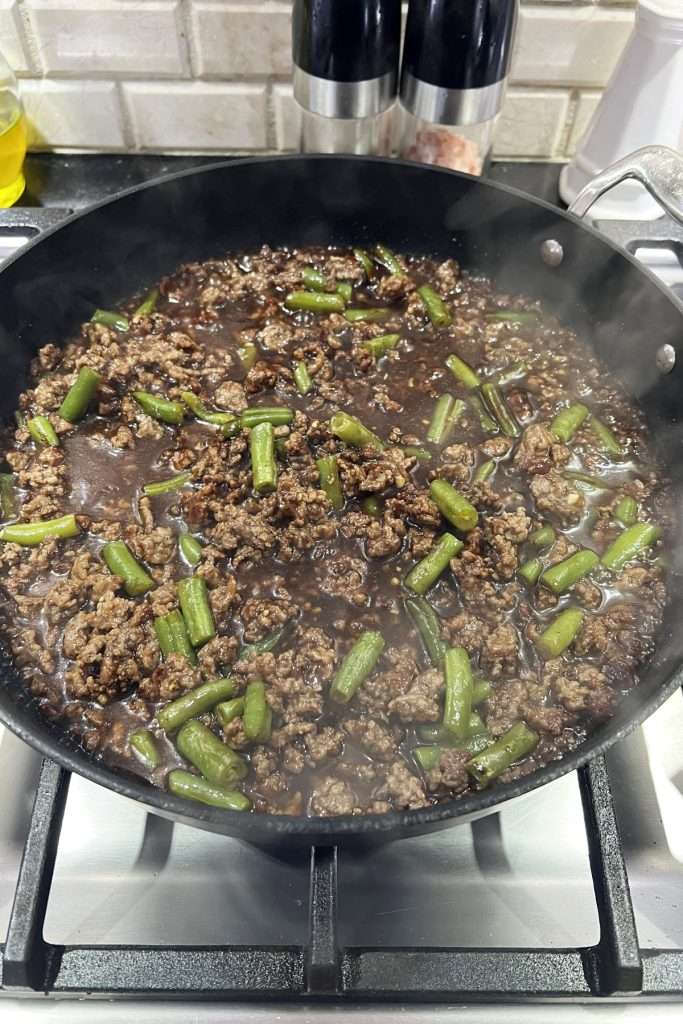 Stir, cook, and allow to thicken.
