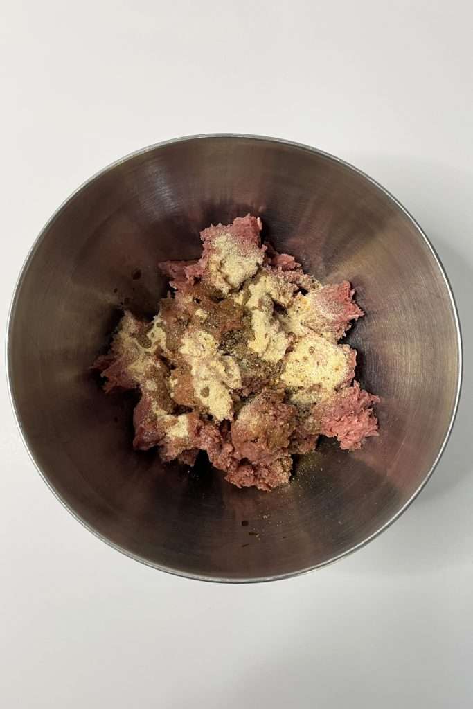 Combined ground beef and spices.
