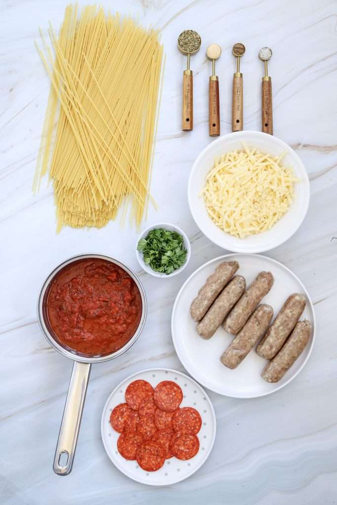 Ingredients for Spaghetti Pizza