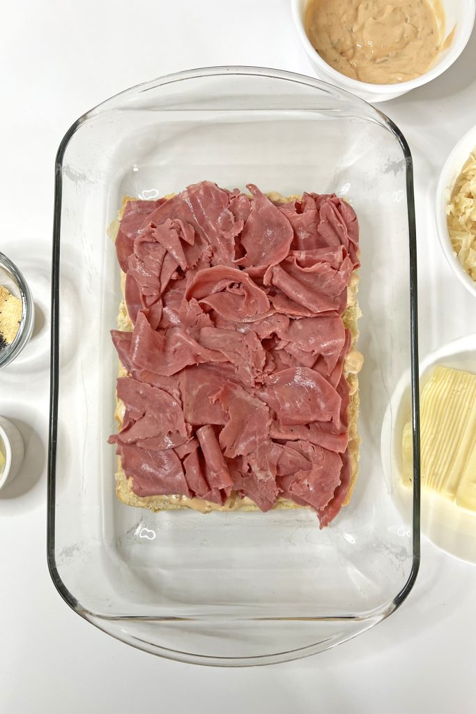 Add a generous layer of corned beef.