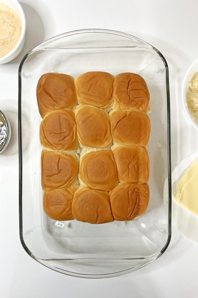 Place the top layer of buns.