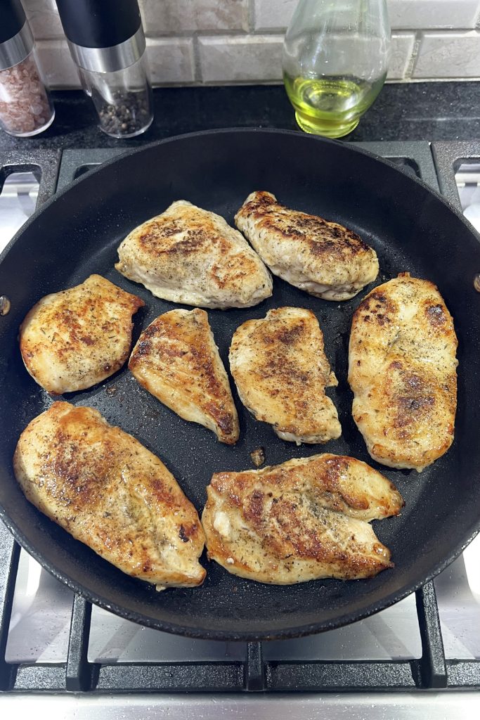 Cook until golden brown and almost done.