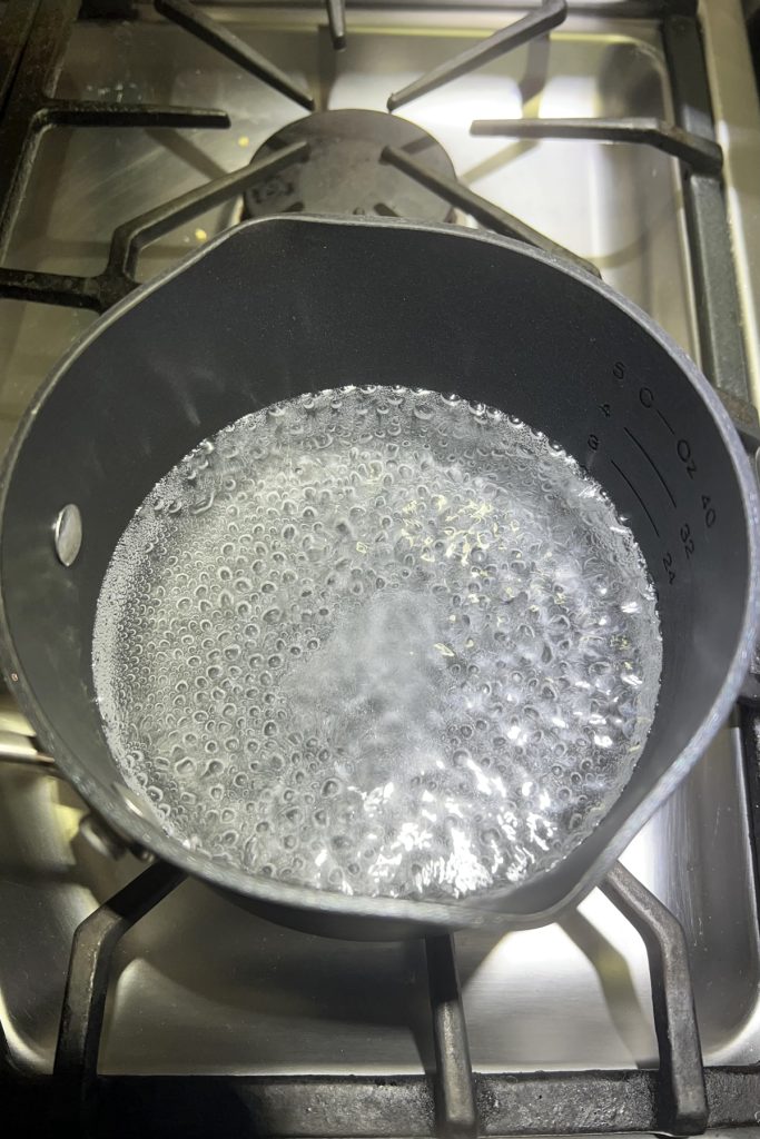 Brine simmering in a pot