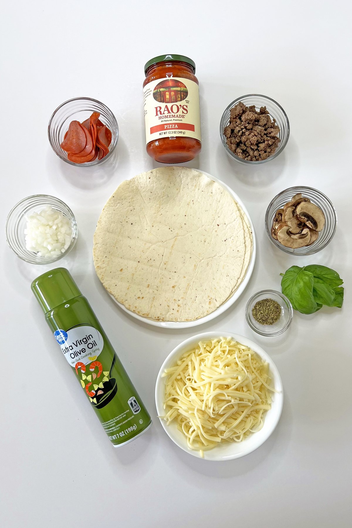 Ingredients for Air Fryer Tortilla Pizza