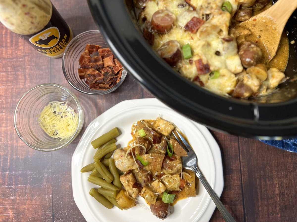 Crockpot Garlic Parmesan Chicken and Potatoes