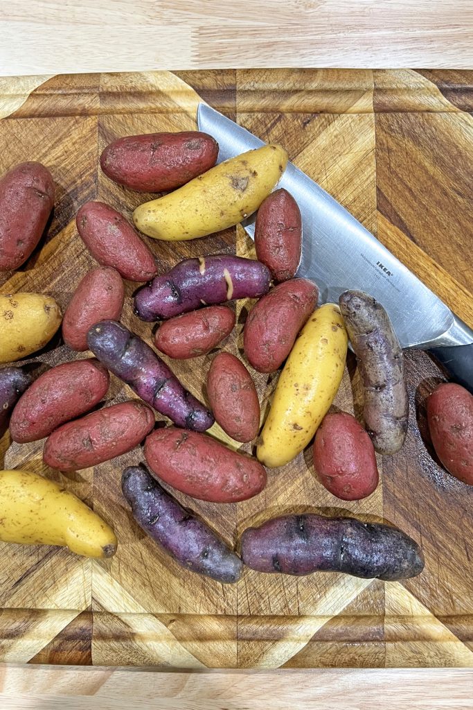 Wash and dice potatoes.