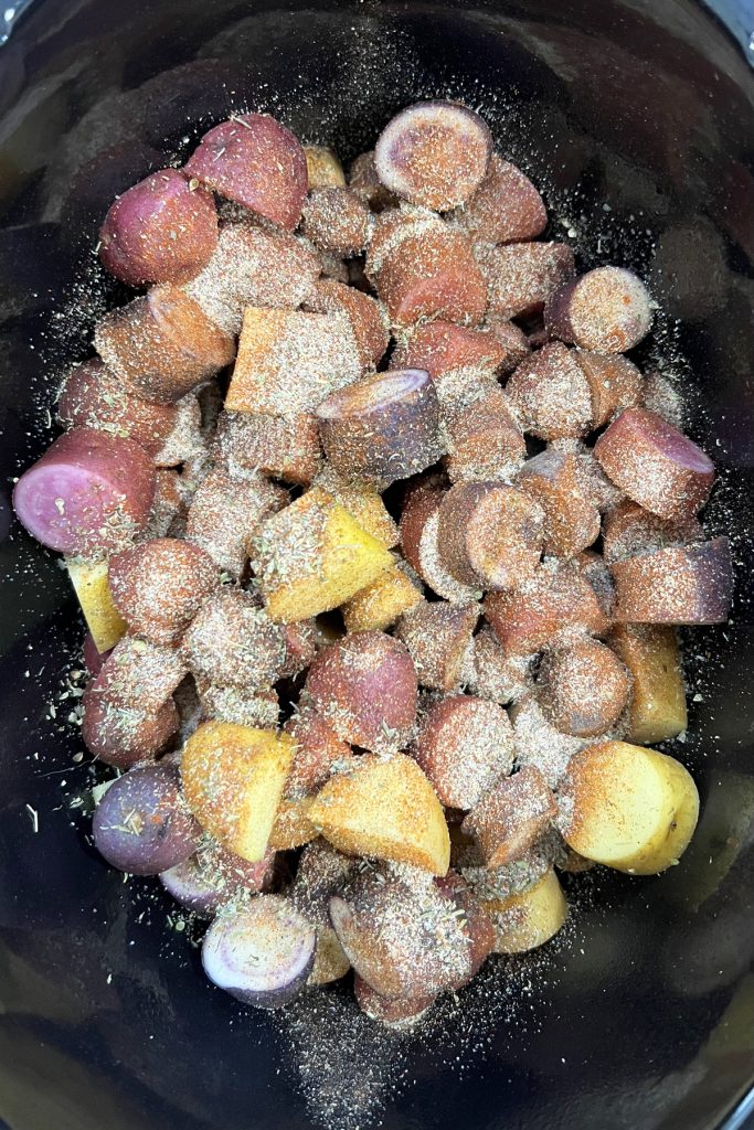 Season the potatoes.