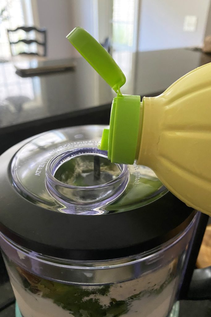 Drizzle in lime juice while blending.
