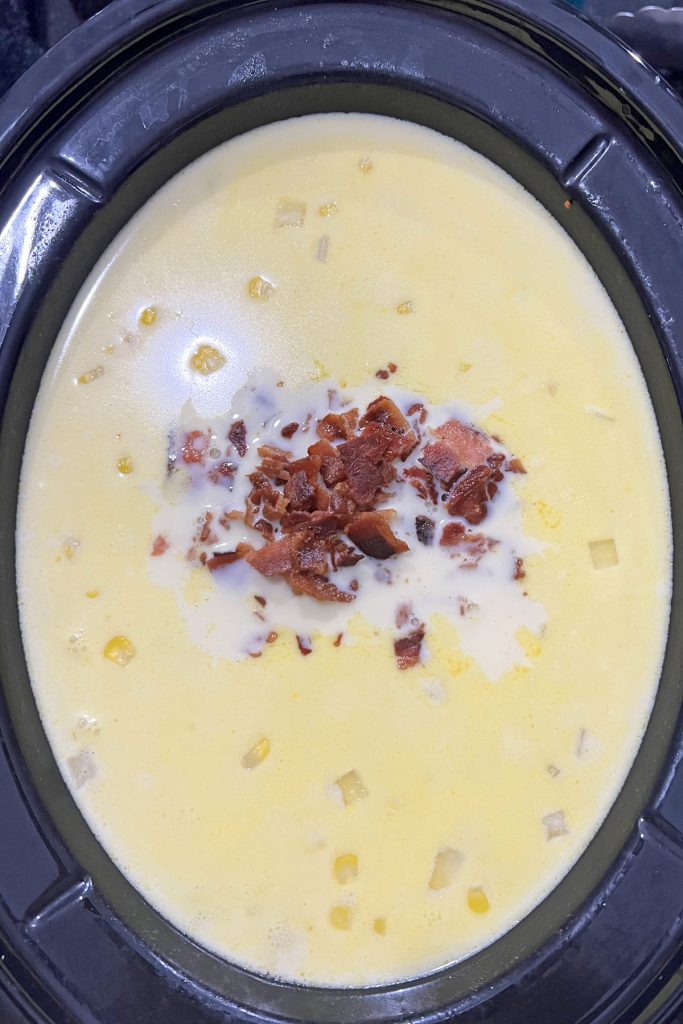 Add cooked and crumbled bacon.
