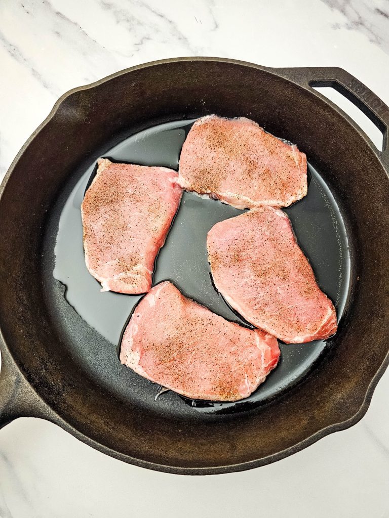 Sear pork chops.